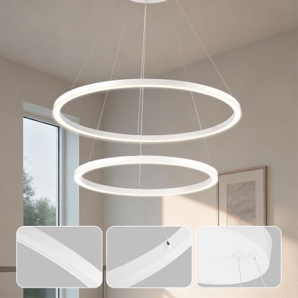 Brilagi - Dimbare LED-hanglamp aan kabel PORTOFINO LED/98W/230V 3000-6000K Ø 80 cm wit + afstandsbediening