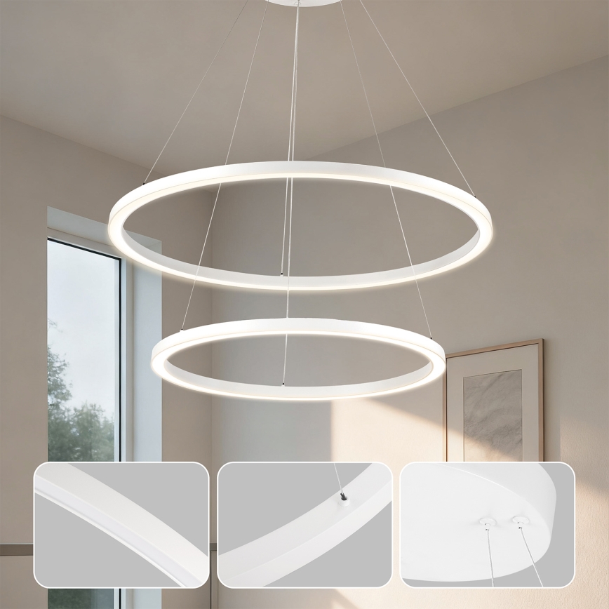 Brilagi - Dimbare LED-hanglamp aan kabel PORTOFINO LED/98W/230V 3000-6000K Ø 80 cm wit + afstandsbediening