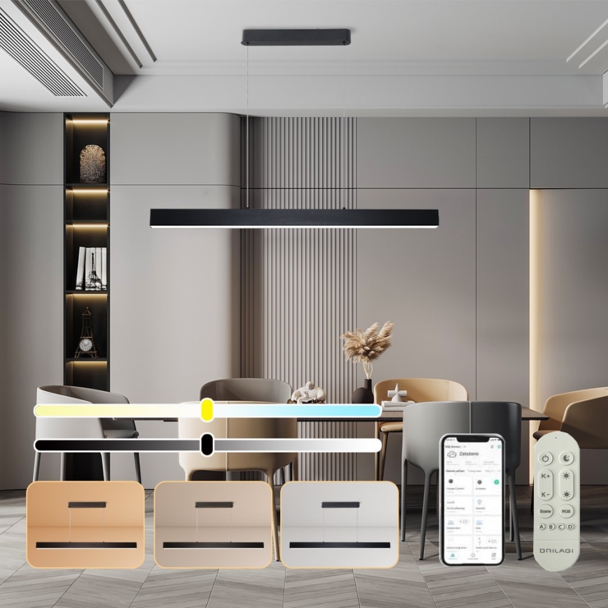 Brilagi - Dimbare LED hanglamp aan een koord SLEEKLINE SMART LED/40W/230V 3000-6000K Wi-Fi Tuya zwart + afstandsbediening
