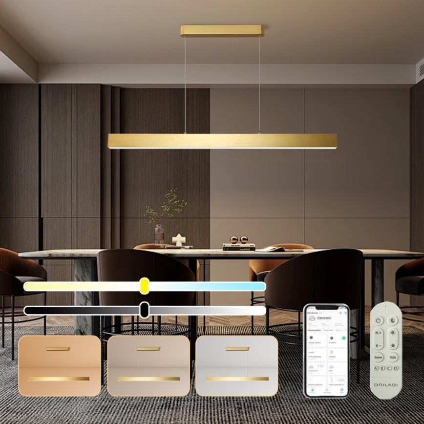 Brilagi - Dimbare LED hanglamp aan een koord SLEEKLINE SMART LED/40W/230V 3000-6000K Wi-Fi Tuya goud + afstandsbediening
