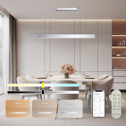 Brilagi - Dimbare LED hanglamp aan een koord SLEEKLINE SMART LED/40W/230V 3000-6000K Wi-Fi Tuya zilver + afstandsbediening