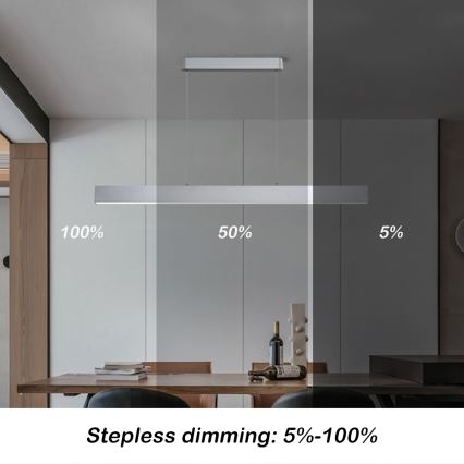 Brilagi - Dimbare LED hanglamp aan een koord SLEEKLINE SMART LED/40W/230V 3000-6000K Wi-Fi Tuya zilver + afstandsbediening