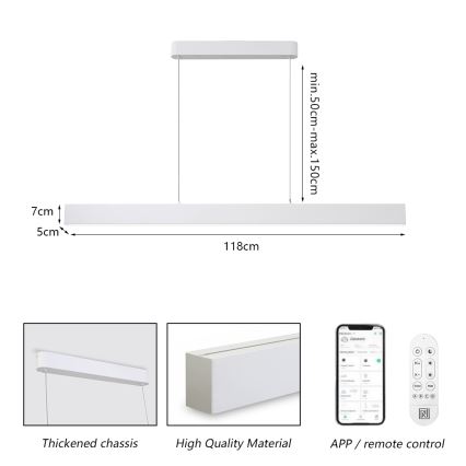 Brilagi - Dimbare LED hanglamp aan een koord SLEEKLINE SMART LED/40W/230V 3000-6000K Wi-Fi Tuya wit + afstandsbediening