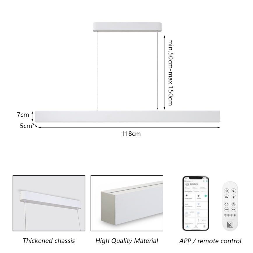 Brilagi - Dimbare LED hanglamp aan een koord SLEEKLINE SMART LED/40W/230V 3000-6000K Wi-Fi Tuya wit + afstandsbediening