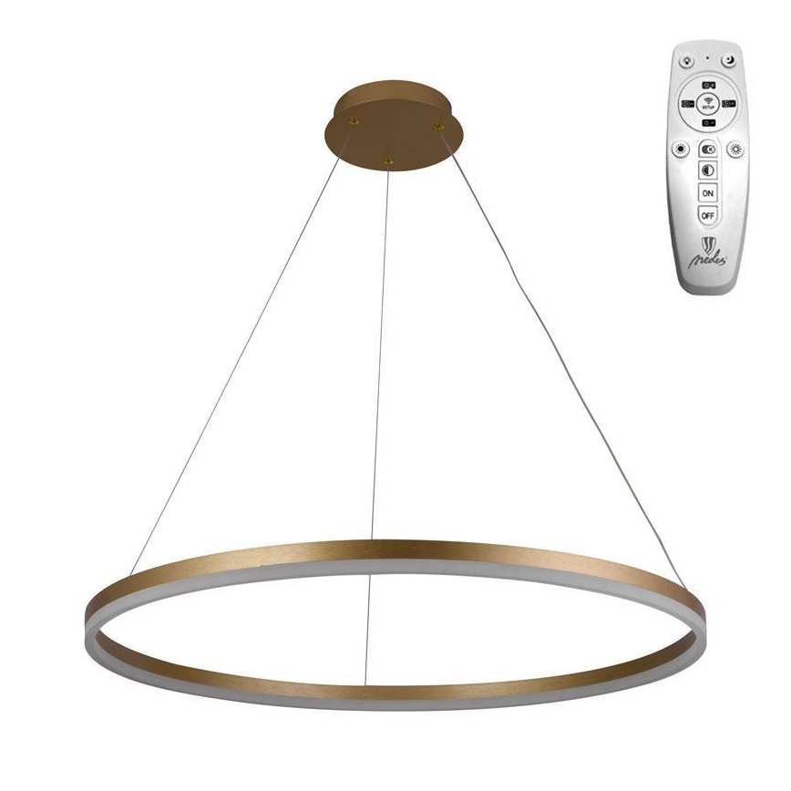 Brilagi - Dimbare LED-hanglamp aan kabel CIRCLE LED/55W/230V 3000–6500K Ø 80 cm goudkleurig, inclusief afstandsbediening
