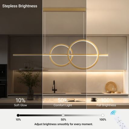 BRILAGI - LED dimbare hanglamp aan kabel SIGNATURE LED/53W/230V 3000-6000K 120 cm goudkleurig + afstandsbediening