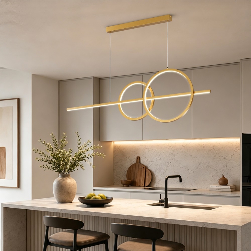 BRILAGI - LED dimbare hanglamp aan kabel SIGNATURE LED/53W/230V 3000-6000K 120 cm goudkleurig + afstandsbediening