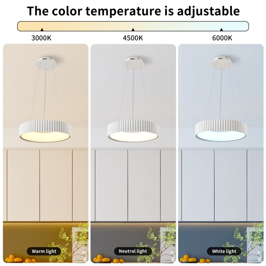 Brilagi - Dimbare LED-pendellamp FALCON MODERN LED/30W/230V 3000-6000K Ø 40 cm wit + afstandsbediening