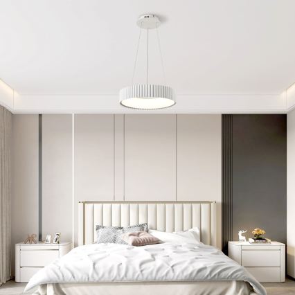 Brilagi - Dimbare LED-pendellamp FALCON MODERN LED/30W/230V 3000-6000K Ø 40 cm wit + afstandsbediening
