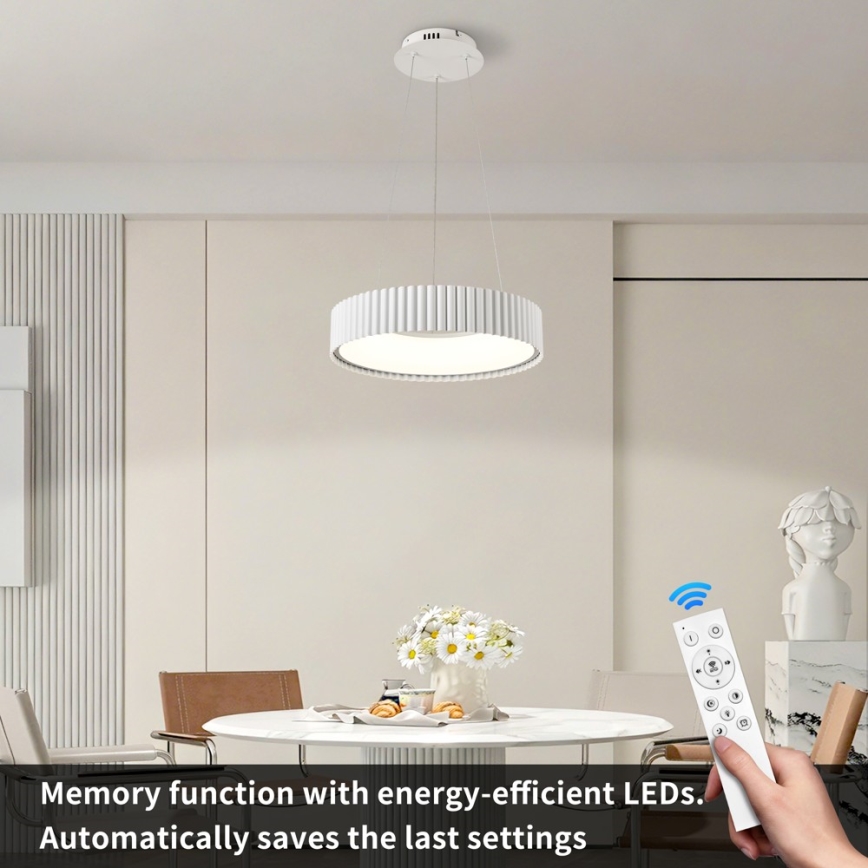 Brilagi - Dimbare LED-pendellamp FALCON MODERN LED/30W/230V 3000-6000K Ø 40 cm wit + afstandsbediening
