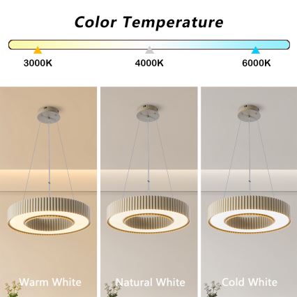 Brilagi - Dimbare LED-hanglamp LUMIX LED/48W/230V 3000–6000K beige Ø 50 cm + afstandsbediening