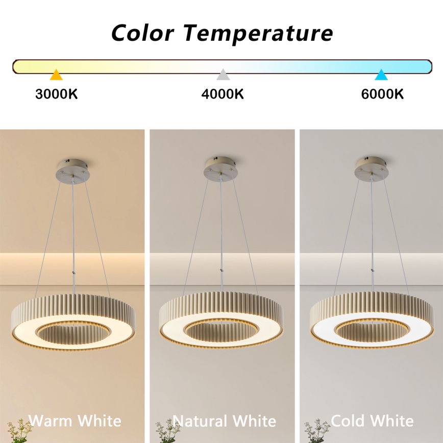 Brilagi - Dimbare LED-hanglamp LUMIX LED/48W/230V 3000–6000K beige Ø 50 cm + afstandsbediening