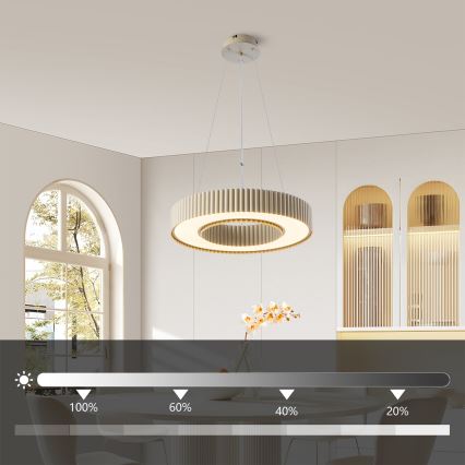 Brilagi - Dimbare LED-hanglamp LUMIX LED/48W/230V 3000–6000K beige Ø 50 cm + afstandsbediening