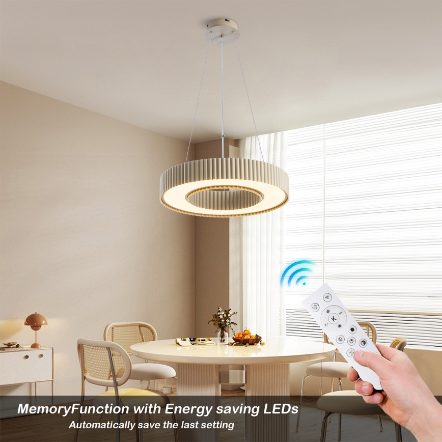 Brilagi - Dimbare LED-hanglamp LUMIX LED/48W/230V 3000–6000K beige Ø 50 cm + afstandsbediening
