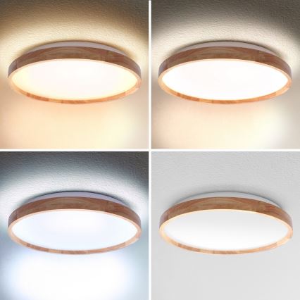 Brilagi - Dimbare LED-plafondlamp ALSON LED/48W/230V 3000-6500K eiken diam. 39,5 cm + afstandsbediening