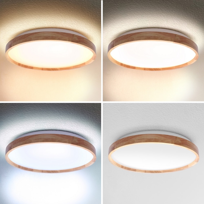 Brilagi - Dimbare LED-plafondlamp ALSON LED/48W/230V 3000-6500K eiken diam. 39,5 cm + afstandsbediening