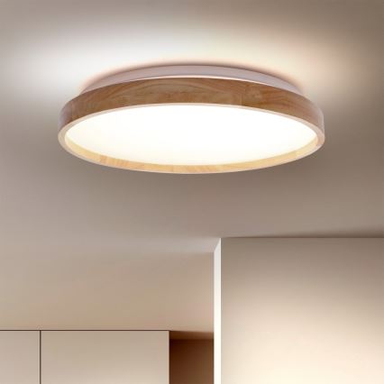 Brilagi - Dimbare LED-plafondlamp ALSON LED/48W/230V 3000-6500K eiken diam. 39,5 cm + afstandsbediening