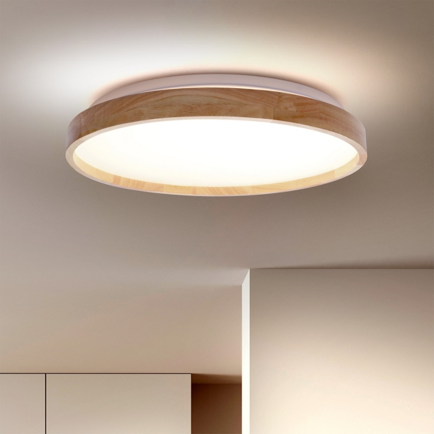Brilagi - Dimbare LED-plafondlamp ALSON LED/48W/230V 3000-6500K eiken diam. 39,5 cm + afstandsbediening