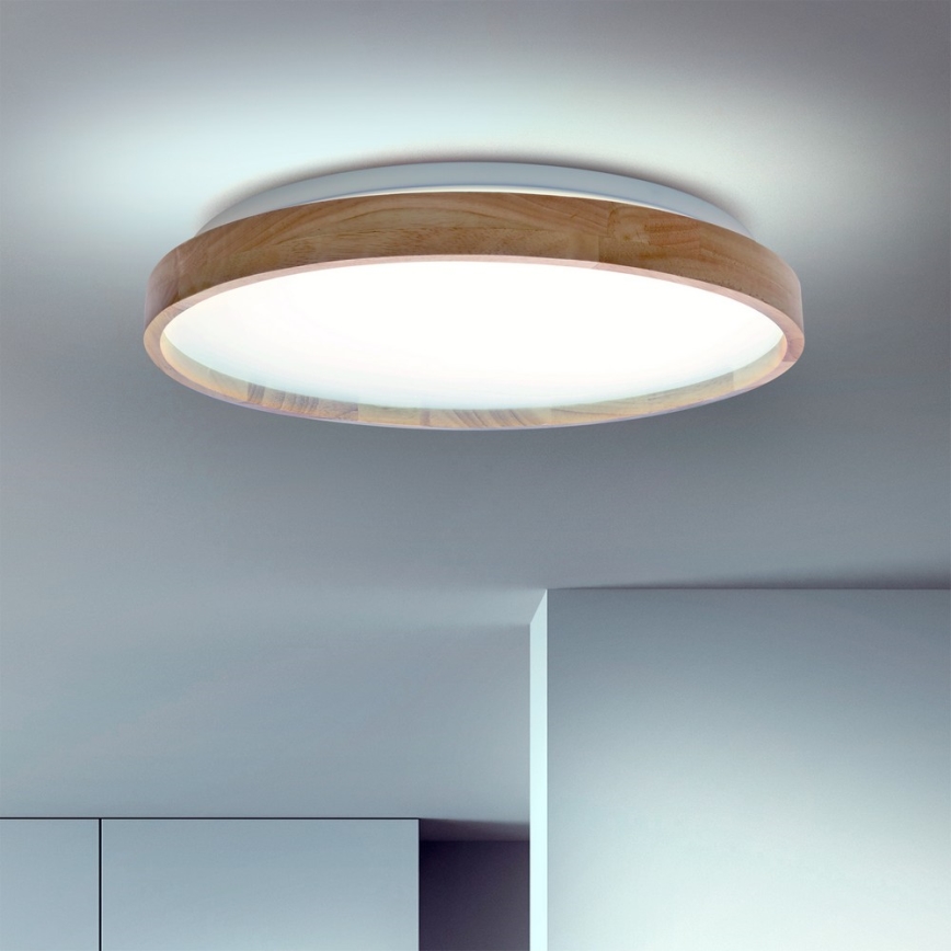 Brilagi - Dimbare LED-plafondlamp ALSON LED/48W/230V 3000-6500K eiken diam. 39,5 cm + afstandsbediening