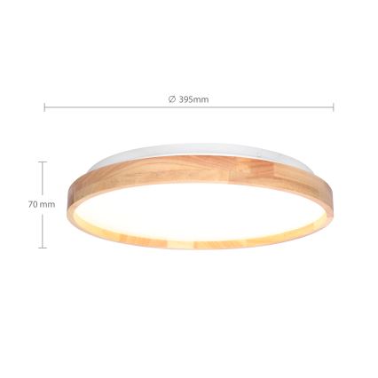 Brilagi - Dimbare LED-plafondlamp ALSON LED/48W/230V 3000-6500K eiken diam. 39,5 cm + afstandsbediening