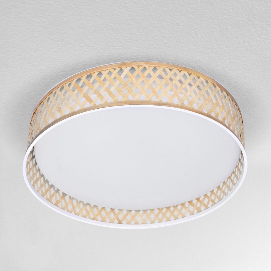 Brilagi - Dimbare LED plafondlamp CAMILA LED/48W/230V 3000-6500K bamboe diameter 40 cm + afstandsbediening