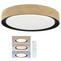 Brilagi - Dimbare LED-plafondlamp COCI LED/48W/230V 3000-6500K Ø 39 cm houtdecor/zwart + afstandsbediening