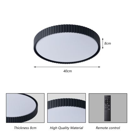 Brilagi - LED-dimbare plafondlamp CORVO LED/54W/230V 3000-6000K zwart Ø 40 cm + afstandsbediening