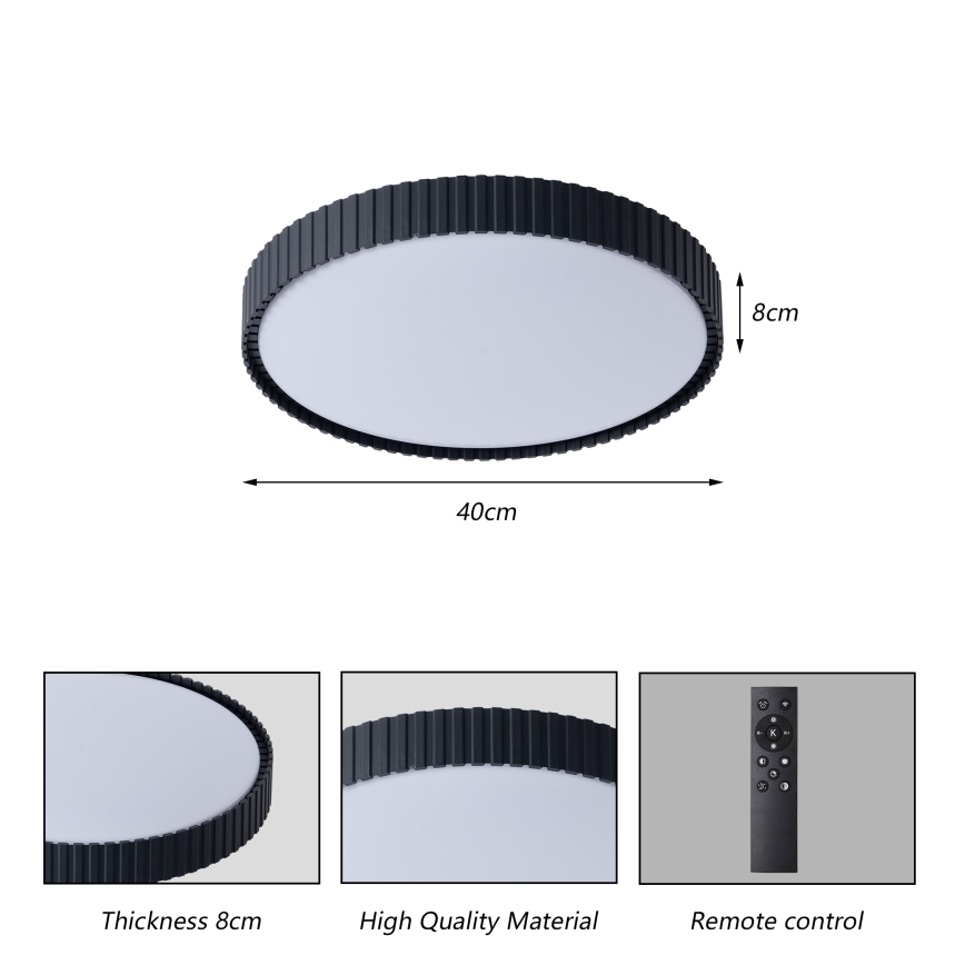 Brilagi - LED-dimbare plafondlamp CORVO LED/54W/230V 3000-6000K zwart Ø 40 cm + afstandsbediening