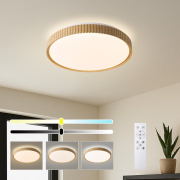 Brilagi - Dimbare LED-plafondlamp CORVO LED/72W/230V 3000-6000K houtdecor Ø 50 cm + afstandsbediening