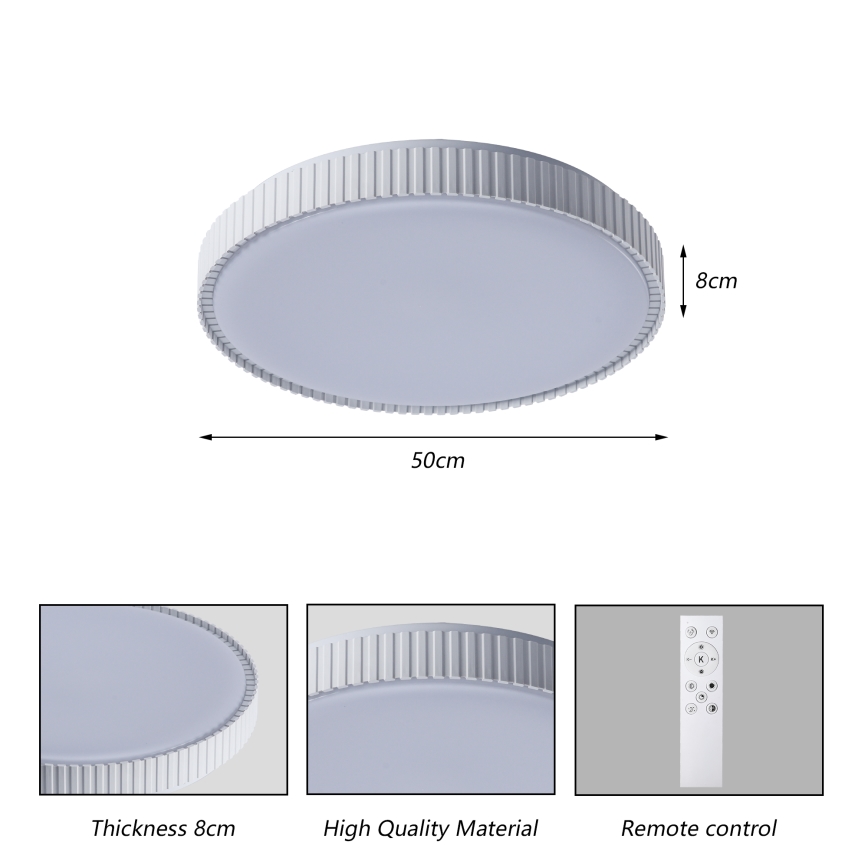 Brilagi - Dimbare LED-plafondlamp CORVO LED/72W/230V 3000-6000K wit Ø 50 cm + afstandsbediening