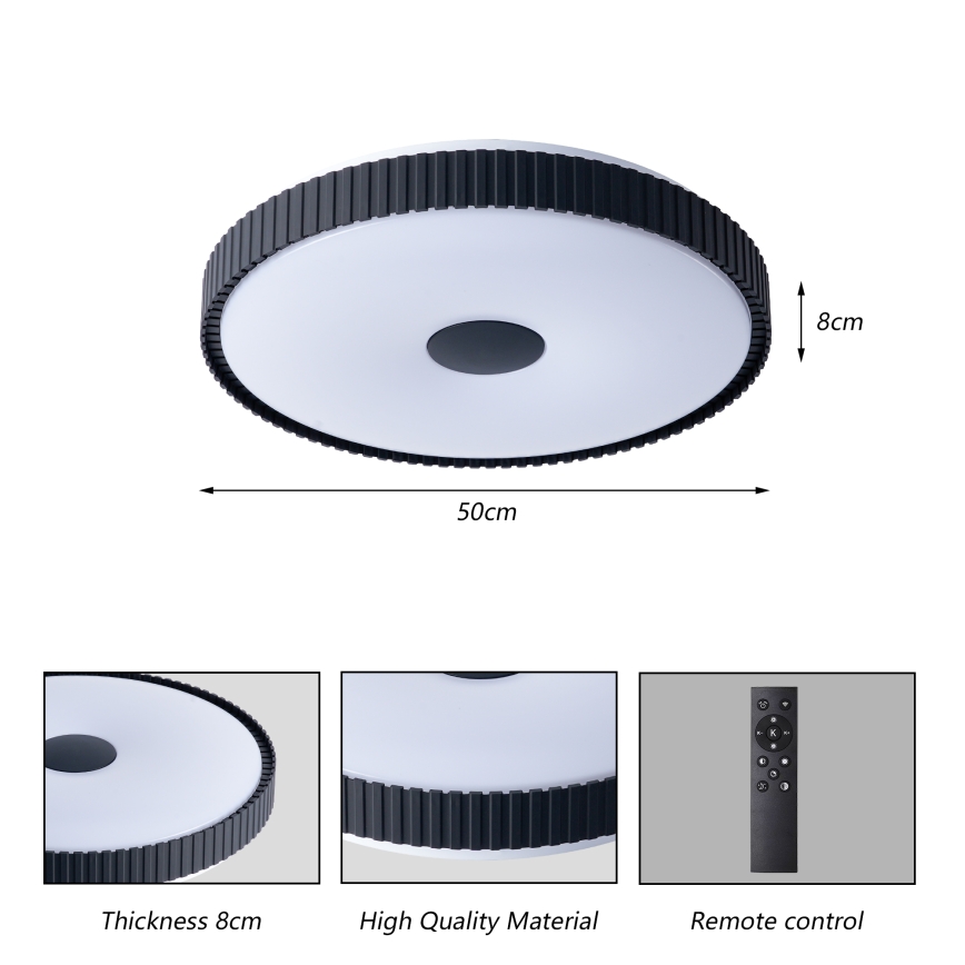 Brilagi - Dimbare LED-plafondlamp CORVO LED/72W/230V 3000-6000K zwart Ø 50 cm + afstandsbediening