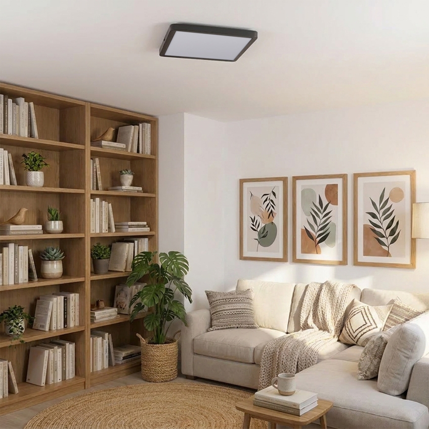 Brilagi - Dimbare LED-plafondlamp ESTELA SQUARE LED/36W/230V 3000-6500K 31x31 cm zwart + afstandsbediening