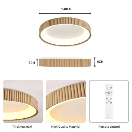 Brilagi - LED dimbare plafondlamp FALCON MODERN LED/30W/230V 3000-6500K Ø 40 cm beige + afstandsbediening