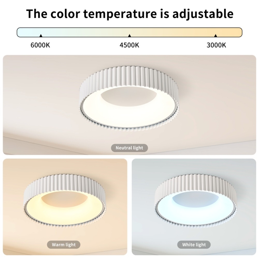 BRILAGI - dimbare LED-plafondlamp FALCON MODERN LED/30W/230V 3000-6000K ø 40 cm wit + afstandsbediening