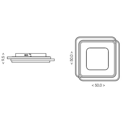 Brilagi - LED dimbare plafondlamp FLARE LED/102W/230V 3000-6000K 50x50 cm zwart + afstandsbediening