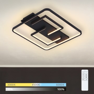 Brilagi - Dimbare LED-plafondlamp FLARE LED/34W/230V 3000-6000K 48x48 cm zwart + afstandsbediening