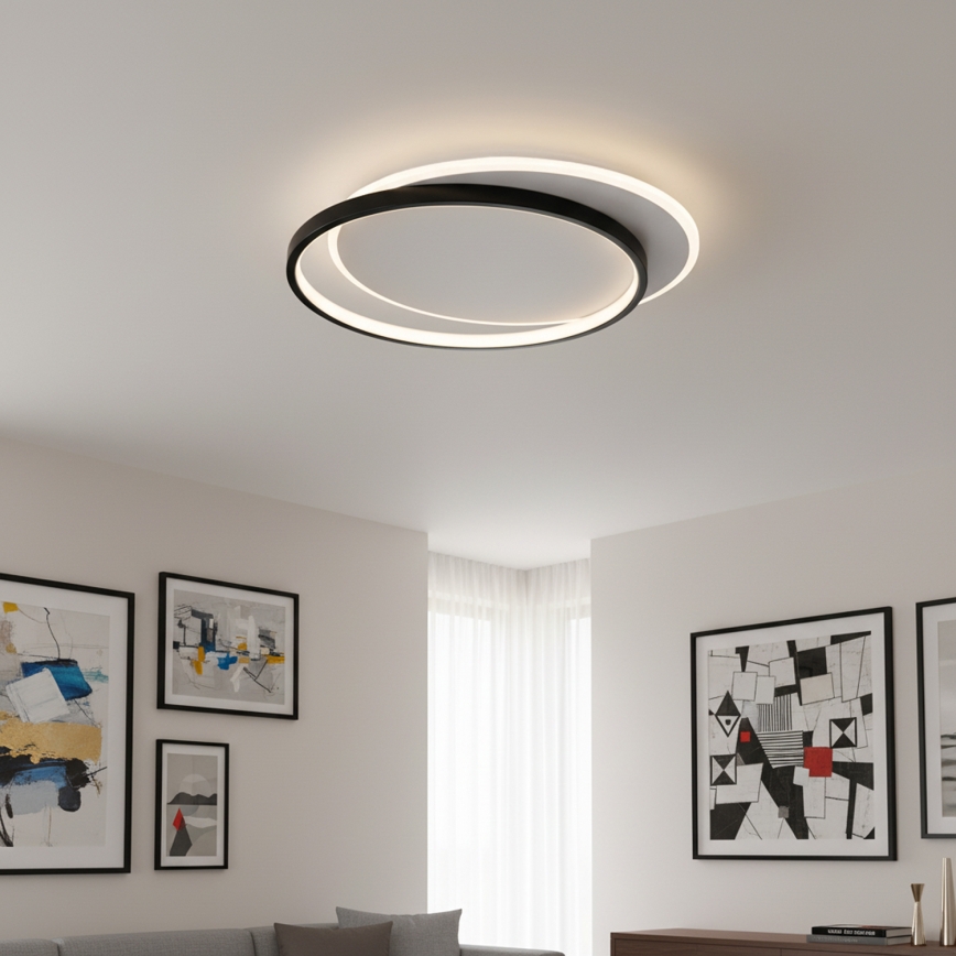 Brilagi - LED dimbare plafondlamp FLARE LED/48W/230V 3000-6000K 39,5x45 cm wit/zwart + afstandsbediening