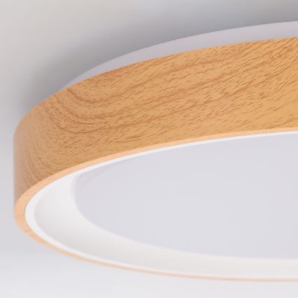 Brilagi - LED-dimbare plafondlamp FLOCO LED/48W/230V Ø 40 cm houtdecor/wit + afstandsbediening