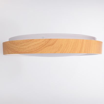 Brilagi - LED-dimbare plafondlamp FLOCO LED/48W/230V Ø 40 cm houtdecor/wit + afstandsbediening