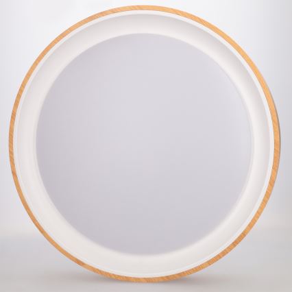 Brilagi - LED-dimbare plafondlamp FLOCO LED/48W/230V Ø 40 cm houtdecor/wit + afstandsbediening