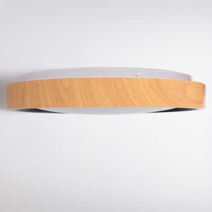 Brilagi - Dimbare LED-plafondlamp FLOCO LED/48W/230V 3000–6500K Ø 40 cm houtdecor/zwart + afstandsbediening
