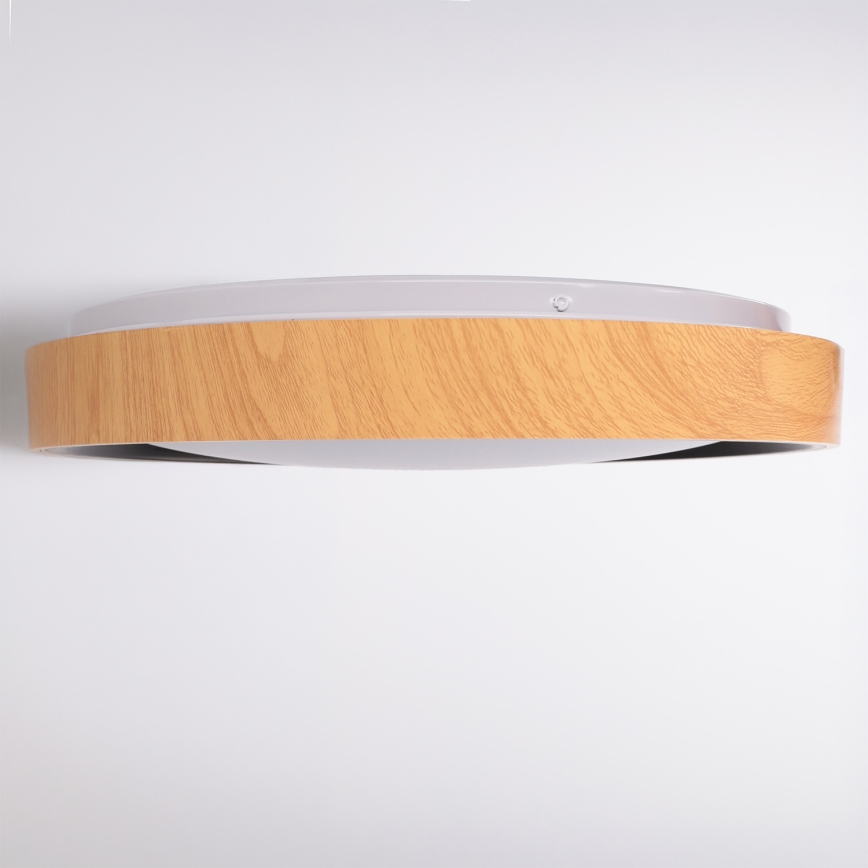 Brilagi - Dimbare LED-plafondlamp FLOCO LED/48W/230V 3000–6500K Ø 40 cm houtdecor/zwart + afstandsbediening