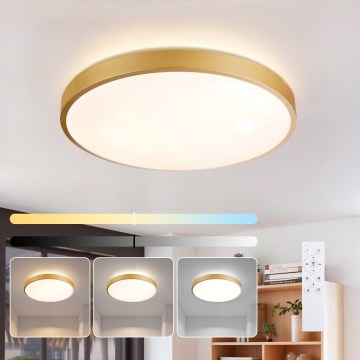 Brilagi - Dimbare LED-plafondlamp GLASS POOL DOUBLE LED/60W/230V 3000-6000K 50 cm goudkleurig + afstandsbediening