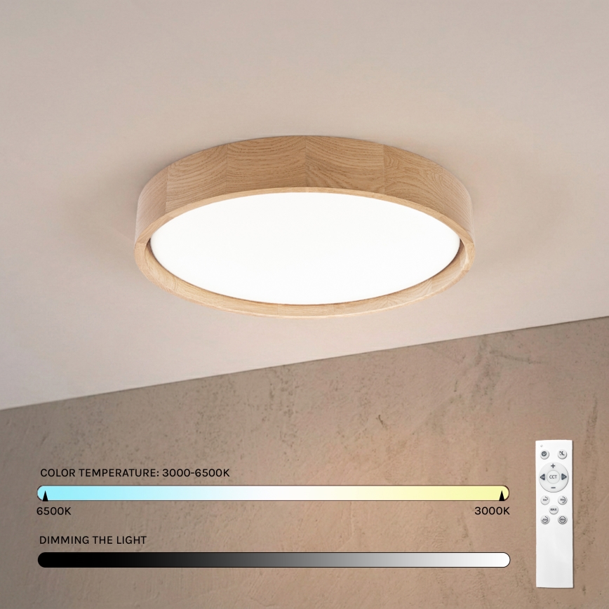 Brilagi - LED dimbare plafondlamp MANAROLA REMOTE LED/24W/230V 3000-6500K Ø 41 cm eik + afstandsbediening