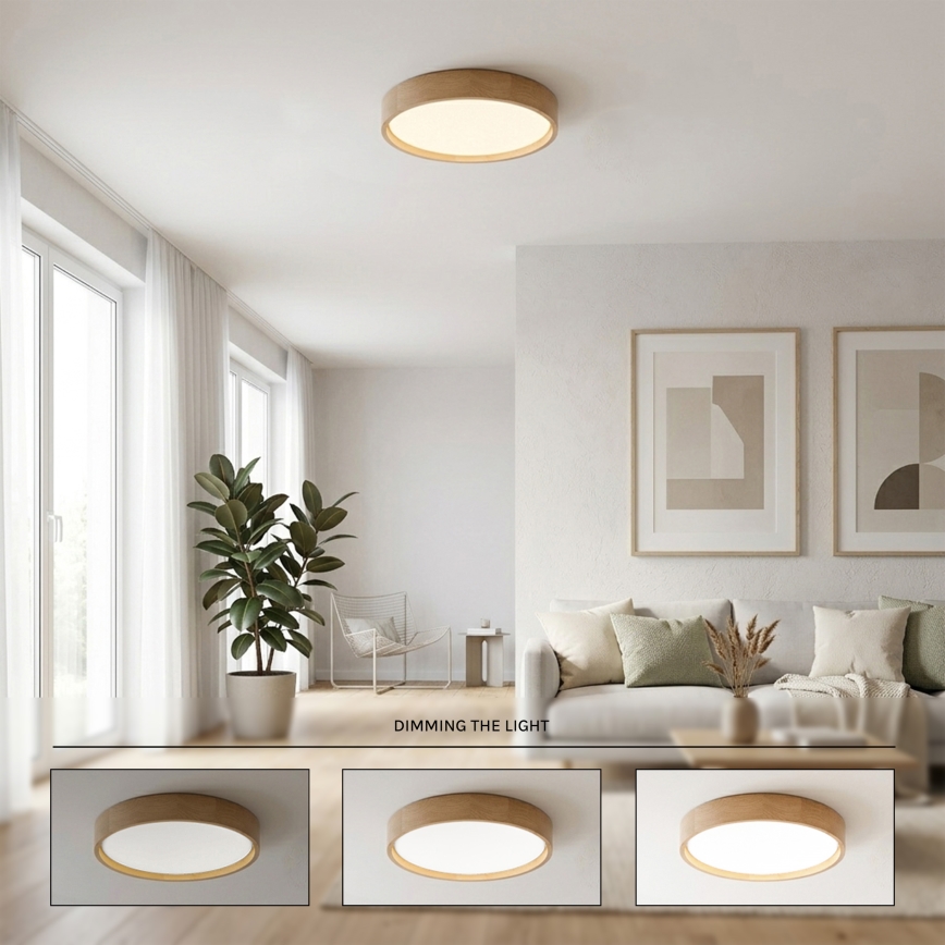 Brilagi - LED dimbare plafondlamp MANAROLA SMART LED/24W/230V 3000-6000K Wi-Fi Tuya Beacon Ø 41 cm eiken + afstandsbediening