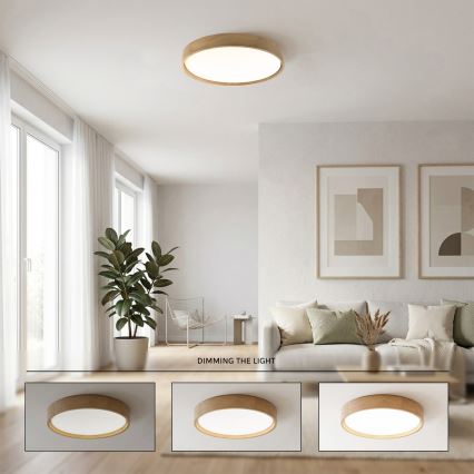 Brilagi - LED dimbare plafondlamp MANAROLA SMART LED/36W/230V 3000-6000K Wi-Fi Tuya Beacon Ø 51 cm eiken + afstandsbediening