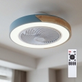 Brilagi - Dimbare LED-plafondlamp met ventilator LED/38W/230V 3000-6500K 3000-6500K Ø 50 cm blauw/eiken + afstandsbediening
