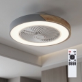 Brilagi - Dimbare LED-plafondlamp met ventilator LED/38W/230V 3000-6500K 3000-6500K Ø 50 cm grijs/eiken + afstandsbediening