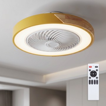 Brilagi - dimbare LED-plafondlamp met ventilator LED/38W/230V 3000–6500K Ø 50 cm goud/eiken + afstandsbediening