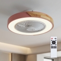 Brilagi - Dimbare LED-plafondlamp met ventilator LED/38W/230V 3000–6500K Ø 50 cm roze/eik + afstandsbediening